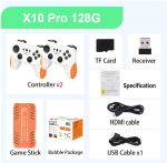 Uus X10 PRO m&auml;ngupulk 128 GB ja 50000+ retro m&auml;nguga, k&auml;eshoitav m&auml;ngukonsool TV-le juhtmevabade m&auml;ngupultidega, Video m&auml;ng HD v&auml;ljundiga, Kingitus green