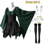Naiste p&auml;kapikukost&uuml;&uuml;m Renessanss Traditsiooniline Iiri kleit Keskaegne haldjakost&uuml;&uuml;m P&auml;kapikuk&otilde;rvad Halloweeni Cosplay jaoks S black