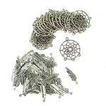 120 tk Vintage Feather Leaf Dream Catcher Charm ripatsid Connector DIY Craft one size antiikne h&otilde;bedane v&auml;rv