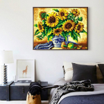 Teemanttikandid Kollane lilleline ristpistes 5D DIY Teemantmosaiik Teemantmaaling Rhinestones 20X30CM