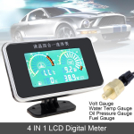 12V / 24V 4 in 1 LCD digitaalne pingen&auml;idik + veetemperatuuri n&auml;idik + &otilde;lir&otilde;hu n&auml;idik + anduriga k&uuml;tusem&otilde;&otilde;dik