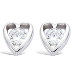 Les Tr&eacute;sors De Lily [F6203] - Boucles Argent 'Coeur C&acirc;lin' blanc argent&eacute; (rhodi&eacute;) - 5x6 mm valge