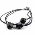 Les Tr&eacute;sors De Lily [J3625] - Bracelet cr&eacute;ateur 'Min&eacute;ralia' noir must