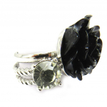 Bague plurielle 'Rosa Romantica' noir argent&eacute; (3 bagues) 54 must