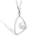 Les Tr&eacute;sors De Lily [P8022] - Pendentif Argent 'Perla' blanc argent&eacute; (rhodi&eacute;) - 20x10 mm valge