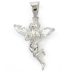 Les Tr&eacute;sors De Lily [Q9419] - Pendentif argent 'F&eacute;e Clochette' blanc argent&eacute; (rhodi&eacute;) - 25x15 mm valge