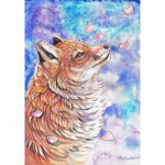 Fox Custom Animal Teemantmaal Teemanttikandid Rhinestone Pilt 20X30 valge