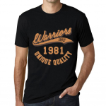 Meeste vintage T-s&auml;rk graafilise tr&uuml;kiga Warriors Since 1981 s&uuml;gavmust XS must