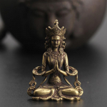 V&auml;ike tahke vasest Buddha kuju, miniatuursed kujukesed, kodukontori sisustus