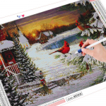 5D DIY teemantmaaling lind t&auml;isruudukujuline &uuml;mmargune uus saabumine teemanttikandid talvemosaiik p&auml;ikeseloojangu j&otilde;ulukink Full Round (20X30CM)