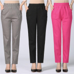 Suures suuruses k&otilde;rge v&ouml;&ouml;kohaga pikad p&uuml;ksid, naiste sirged p&uuml;ksid, linane Pantalon XXXL