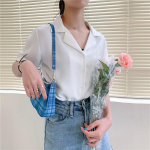 Mood naiste &scaron;ifoonist pluus Suvine s&auml;rk L&uuml;hikeste varrukatega pluusid Valged topid V kaelusega korea stiilis riided kontori naised S valge