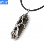 Kuusnurkne Semi Gem kaelakee Looduslikust kivist k&auml;sitsi haavatud elupuu ripats kaelakee tiger eye