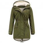 Naiste kapuutsiga soe talvine parkamantel pl&uuml;&uuml;sist fliisvoodriga pikk paksendatud puhv Tuulejope vabaajat&ouml;&ouml; igap&auml;evane &otilde;uespordi &uuml;ler&otilde;ivas S-5XL 3XL armee roheline v&auml;rv