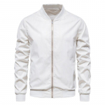 AIOPESON Triibuline Bomber Jope Meeste Pesapalli Statiivi Kaelus T&otilde;mblukk Vabaaja Meeste Joped Uus S&uuml;gismoodne jakk noortele US size S 50-60 kg valge
