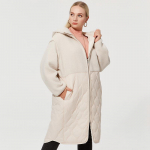 Naiste Astrid Talvine polsterdatud mantel, pikk, soe karvase jakiga, tuulekindel naistele 3XL