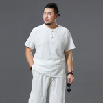 Suvise puuvillase ja lina imitatsiooniga Hiina stiilis meeste T-s&auml;rk lahtine l&uuml;hikeste varrukatega, suurtes suurustes, l&otilde;dva lina imitatsiooniga retro T-s&auml;rk meeste 9XL