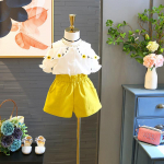 2022. aasta uus t&uuml;drukute &uuml;likond Fresh Sling top ja l&uuml;hikesed p&uuml;ksid, kaheosaline &uuml;likond 90cm kollane