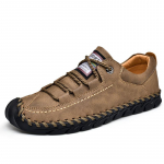 K&auml;sitsi valmistatud nahast meeste jalan&otilde;ud vabaaja l&otilde;hestatud nahast kingad Meeste jalavarjud Mugavad s&otilde;idujalatsid Mokassiinid Meeste tasapinnalised kingad 38 khaki