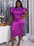 Bodycon peo l&auml;ikivad kleidid naistele k&otilde;rge kaelusega Midi flare varrukatega seljata hommikumantlid suured Aafrika kokteilid &otilde;htukleidid Uus XXXL lilla