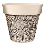 Les Tr&eacute;sors De Lily [R6631] - Must beež 'Boho' bambusest istutusmasin - 17x15 cm (mosaiikringid) must