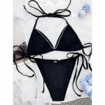 Bling Rhinestone kett Brasiilia bikiinid Naiste ujumisriided Naiste ujumistrikoo Kaheosaline bikiinikomplekt supluskost&uuml;&uuml;m ujumine S must