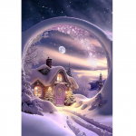 5D DIY maastik Teemantmaal Lumemaja Teemaastik Teemanttikandid Ristpistekomplektid Teemantmosaiikkingitus S462 Full Round 30x45CM