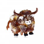 Blucome k&auml;sitsi valmistatud Arcylic vintage veise prossid naistele Unisex loomade uusaasta pross Haakn&otilde;elad Ehted Aksessuaarid pruun