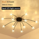 Postmodernses stiilis staar-laelamp kullast h&otilde;bedast mustast klaasist l&uuml;hter sobib magamistoa elutuppa 12 heads 3color dimming