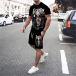 3D Ingliprinteriga T-s&auml;rgikomplekt Gooti O kaelaga must l&uuml;hikeste varrukatega Naljakad tiivad Ingel Graafilised Rock Hip Hop Skull Top l&uuml;hikesed p&uuml;ksid S