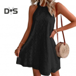 &Uuml;le p&otilde;lve ulatuv suvine &uuml;hev&auml;rviline stiilne naiste suvine vabaaja &otilde;&otilde;nsate lilledega kleit XL valge