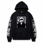 Jujutsu Kaisen Hoodies Anime Harajuku Satoru Gojo Graphic Mehed Naiste Pusad Pullovers Vabaaja pikkade varrukatega T&auml;navar&otilde;ivad Topid M must