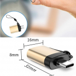 2 t&uuml;kki USB-C-USB-adapterit koos kaelapaelaga OTG USB-C-USB 3.0 naisadapteriga