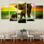 HD Prinditud Elephant Family Painting Canvas Prindi ruumidekoor prindi plakat pilt l&otilde;uend 20x35cm*2 20x45cm*2 20x55cm*1