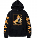 Jaapani anime Cosplay Demon Slayer tr&uuml;kitud kapuuts Unisex Agatsuma Zenitsu Manga Graphics Pusa, Pullover Harajuku vabaaja vabad topid S must