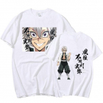 Anime Demon Slayer Shinazugawa Sanemi Cartoon tr&uuml;kitud T-s&auml;rk Manga Kimetsu No Yaiba l&uuml;hikeste varrukatega T-s&auml;rk Casual Cotton T-s&auml;rgid Unisex t&auml;navar&otilde;ivad XXXXL valge