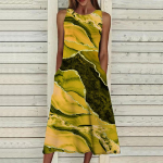 Suvine mood Seksikas varrukateta kleit Pehme vabaaja 3D-marmorist prindiga kleit varrukateta sling-kleit suvine supendaega kleit XS sinine