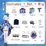 Genshin Impact Cos Suit Water God Fucaros Fengdan Cosplay Full C-suit &uuml;likond L hall/kuninglik sinine v&auml;rv