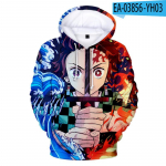Anime Hoodie Demon Slayer Meeste Hoodie Prindiga topeltv&auml;rviline kapuuts Unisex dressipluus Harajuku Cartoon vabaaja topid L