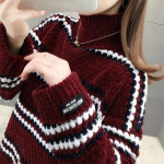 Naiste &scaron;enill-kootud kampsun, k&otilde;rge kaelusega pikkade varrukatega vabaaja avar sviiter s&uuml;gis-talvine paks soe alumine kampsun one size