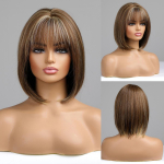 ALAN EATON Pink Bob s&uuml;nteetiline parukas naistele L&uuml;hikesed sirged parukad tukkidega Ombre Pruun Hall Cosplay Fake Hair Party Kuumakindel