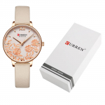 CURREN 9065 Elegantne peen vabaaja &auml;rikvartsist naiste k&auml;ekell Sakura lilledega, &uuml;li&otilde;huke