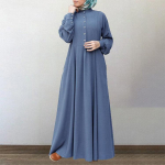 Naiste s&uuml;gisene moslemi kott-pikk kleit Abaya Kaftan t&auml;isvarrukatega massiivne &uuml;lisuur p&auml;ikesekleit XL sinine
