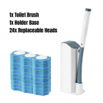 &Uuml;hekordselt kasutatava WC-harja komplekt WC-vannikomplekti pika k&auml;epidemega vannitoa tualett-puhastushari 8/16/24/32 tk asenduspeadega Toilet Brush&24PCS Heads