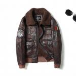 Meeste r&otilde;ivad pluss suuruses Mootorrattar&otilde;ivad Karusnahast Integreeritud Ameerika Retro rev&auml;&auml;rid Fliisvoodriga lennu&uuml;likond, nahkmantel L