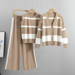 S&uuml;gis- ja talvine naiste kootud &uuml;likond laia s&auml;&auml;rega p&uuml;ksid &uuml;likond Mood vaba vaba aeg vananemine kolmeosaline m&otilde;&otilde;n One Size khaki
