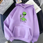 V&auml;lismaalane ME V&Auml;LJAS SIIN Prindi Suur kampsun Naiste Kawaii Pusad Riided Kapuutsjakk Pikad varrukad Harajuku Esteetilised topid Unisex kapuuts L