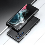 Metallist kaitseraua &uuml;mbris Samsung Galaxy S24 S23 S22 Ultra alumiiniumsulamist raami p&otilde;rutuskindla kaitsega telefoni kate iPhone 15 14 13 12 11 Pro Max jaoks Samsung S22ultra must