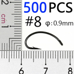 Bimoo 100 tk Klassikaline kaardus varrega k&auml;rbse sidumine Caddis Egg Fly krevettidega Emerger Mayfly Nymph konksud must nikkel #8-#16 #8