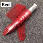 Naiste peoaksessuaar, l&auml;bipaistev t&auml;iss&otilde;rmega pits k&uuml;&uuml;narnukist pikk kleit kindad &uuml;li&otilde;hukesed t&uuml;llkindad punane